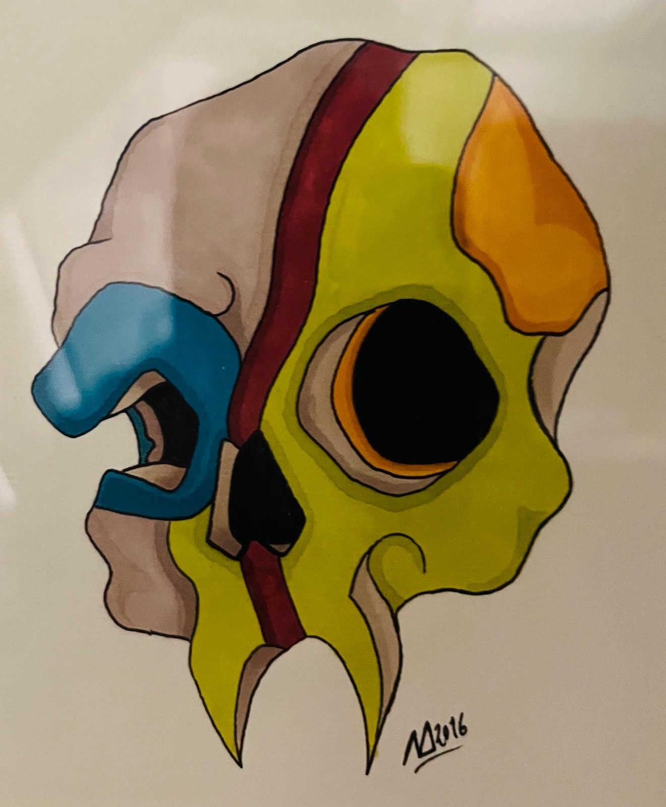 Teschio diviso disegnato a pennarello
